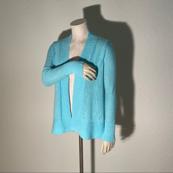 Lilly Pulitzer Aqua Blue Isle Cardigan XS sweater surf blue light open front - Picture 3 of 11